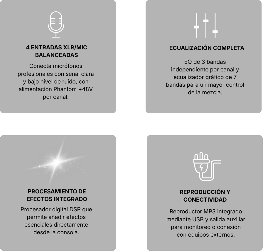 Características de la consola análoga Yamaki M41FX